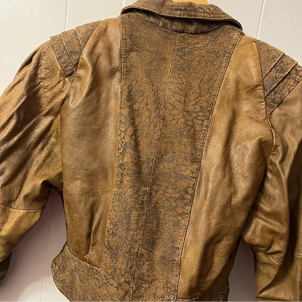 Vintage Adler Leather Jacket Flight Aviator Shoulder Pads Bomber Military Brown - Picture 13 of 16